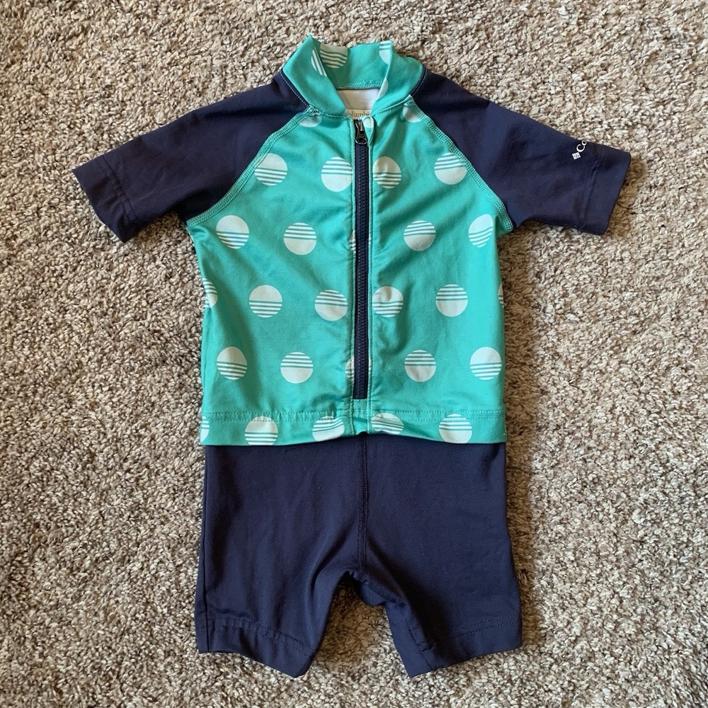 Columbia‎ Swimsuit Baby 12-18 Month One Piece Blue Short Sleeve Rashguard